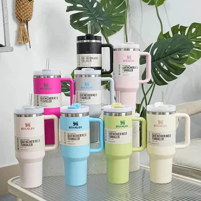 STANLEY TUMBLER MUG - STAINLESS STEEL VACUUM TUMBLER WITH STRAW
