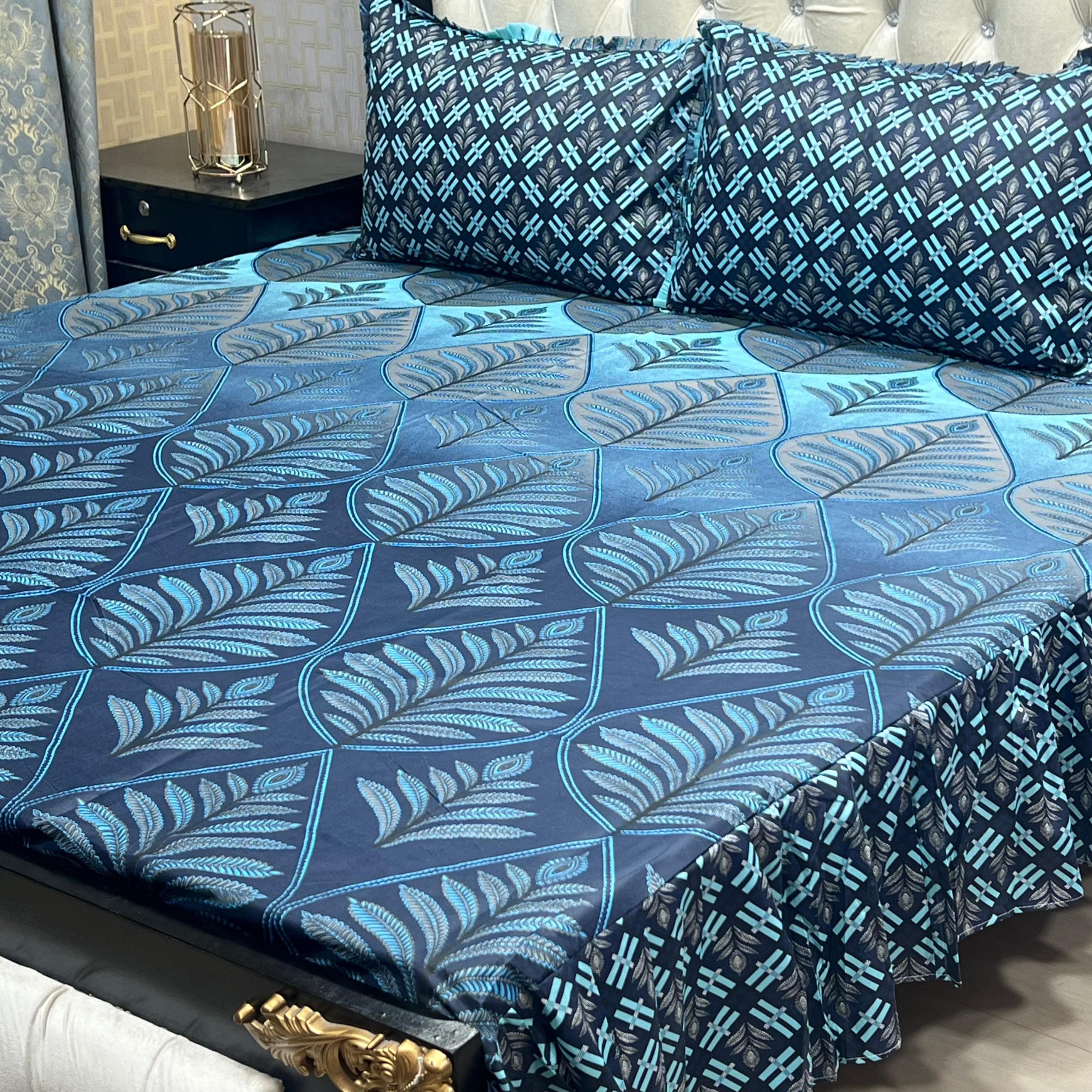 3 Pc Stitched 2 Sided Frill Bedsheets