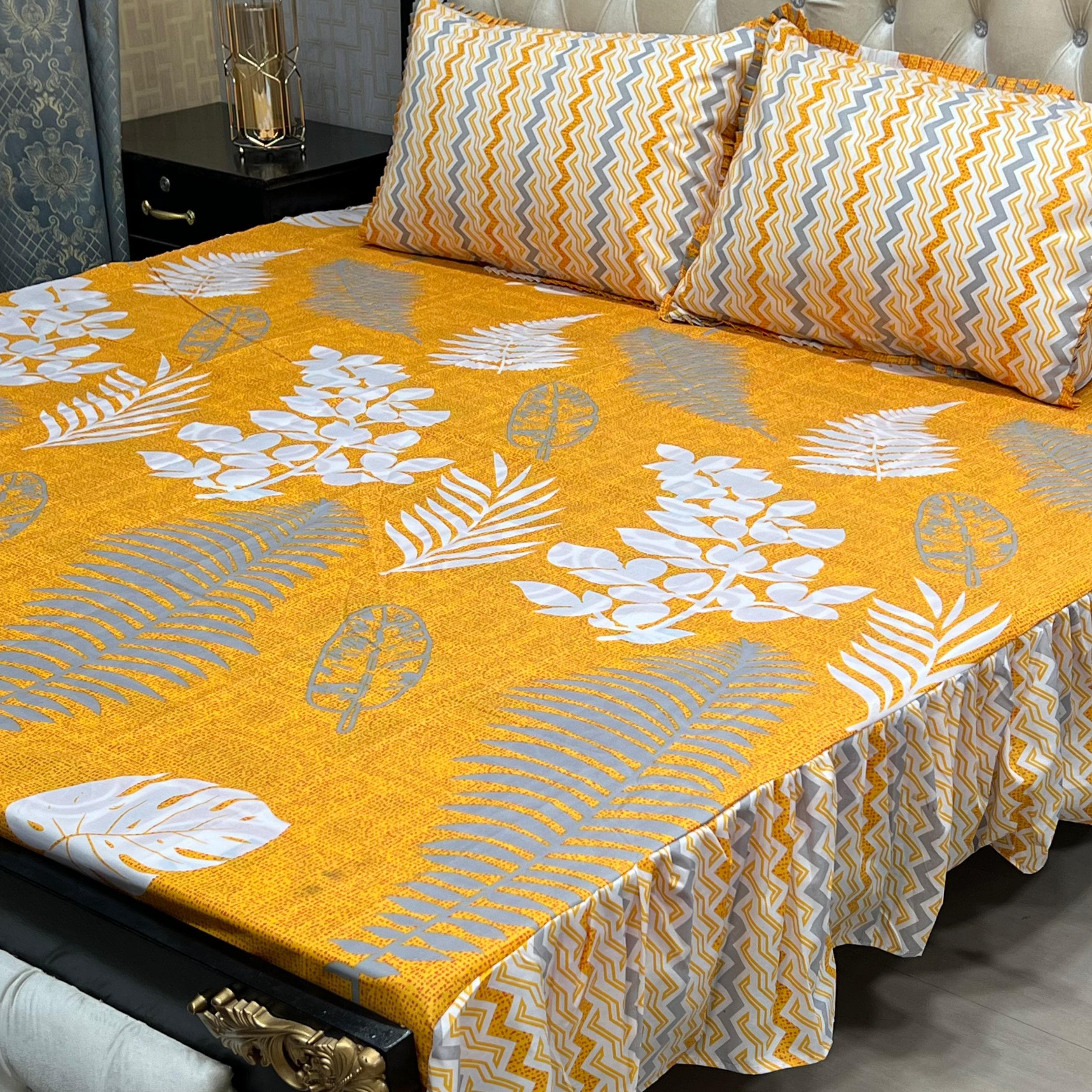 3 Pc Stitched 2 Sided Frill Bedsheets