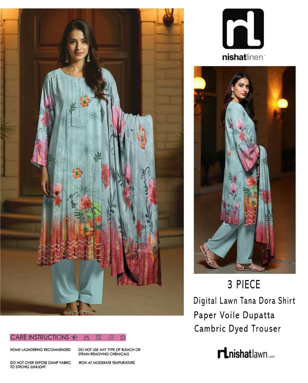 ELEGANT 3-PIECE NISHAT TANA DORA LAWN SUIT FOR WOMEN – UNSTITCHED