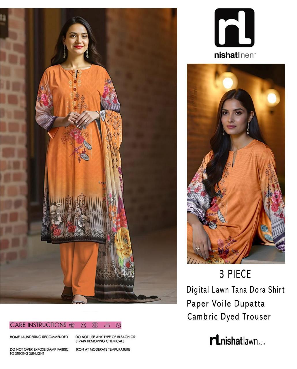 ELEGANT 3-PIECE NISHAT TANA DORA LAWN SUIT FOR WOMEN – UNSTITCHED
