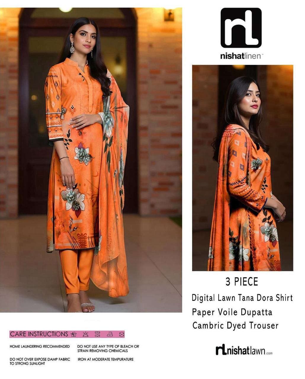ELEGANT 3-PIECE NISHAT TANA DORA LAWN SUIT FOR WOMEN – UNSTITCHED