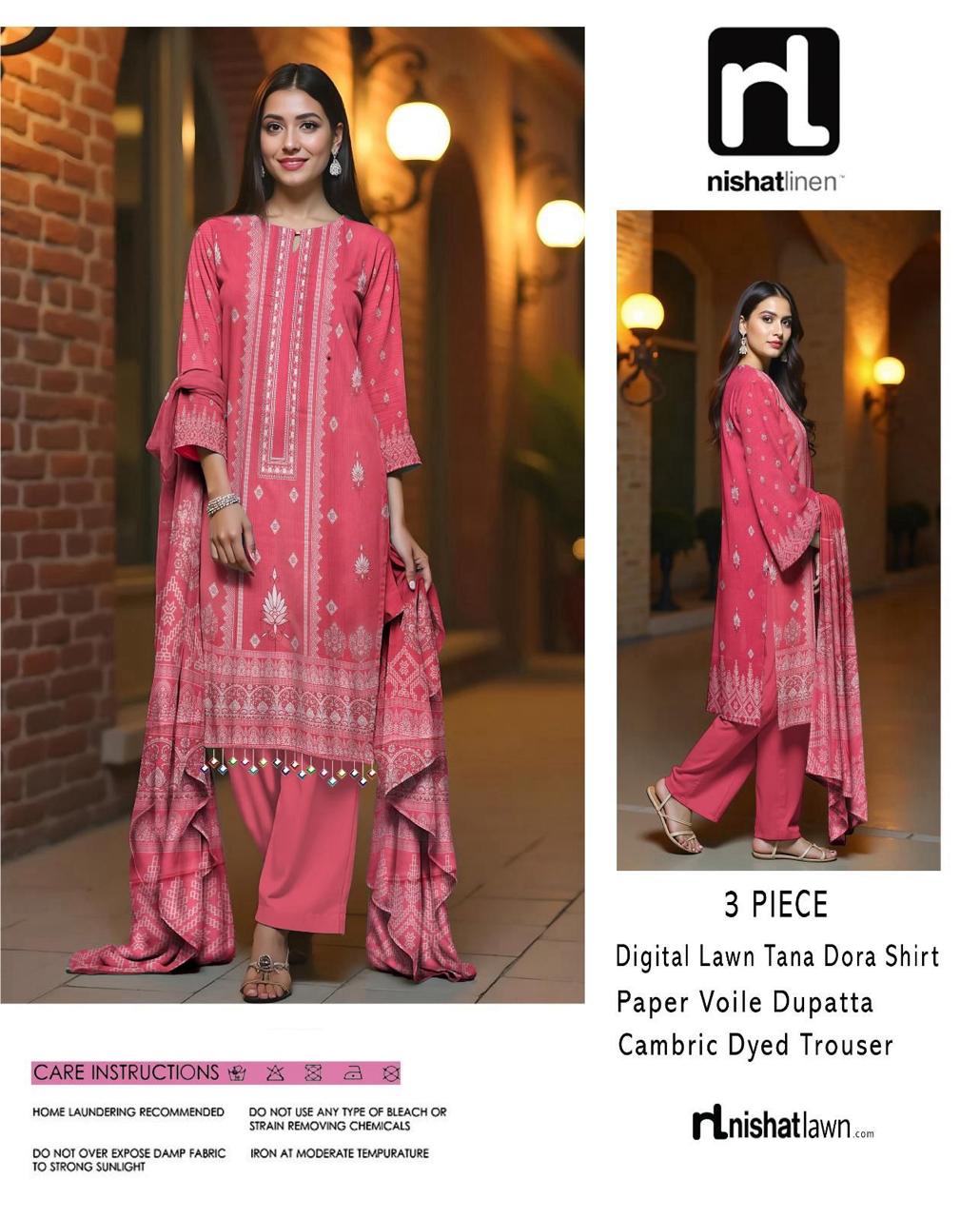 ELEGANT 3-PIECE NISHAT TANA DORA LAWN SUIT FOR WOMEN – UNSTITCHED