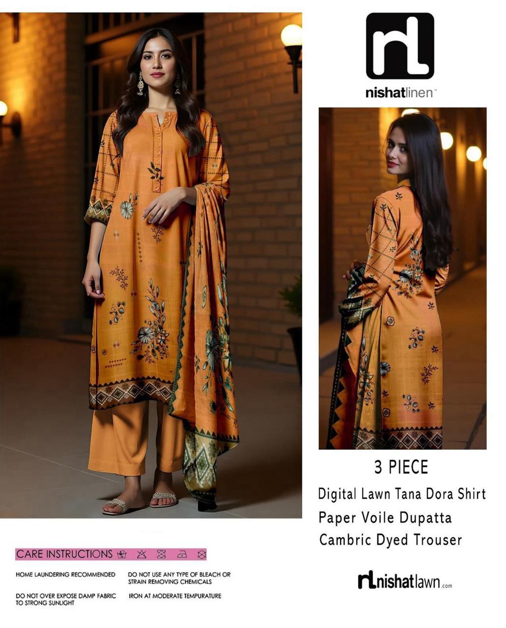 ELEGANT 3-PIECE NISHAT TANA DORA LAWN SUIT FOR WOMEN – UNSTITCHED