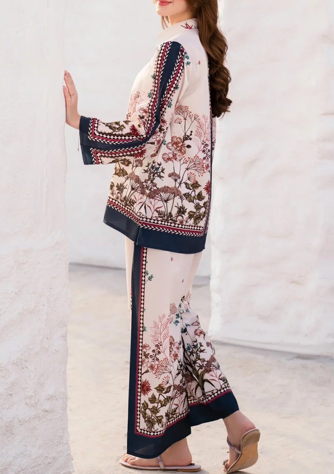Stitched 2 piece printed shirt and printed trouser