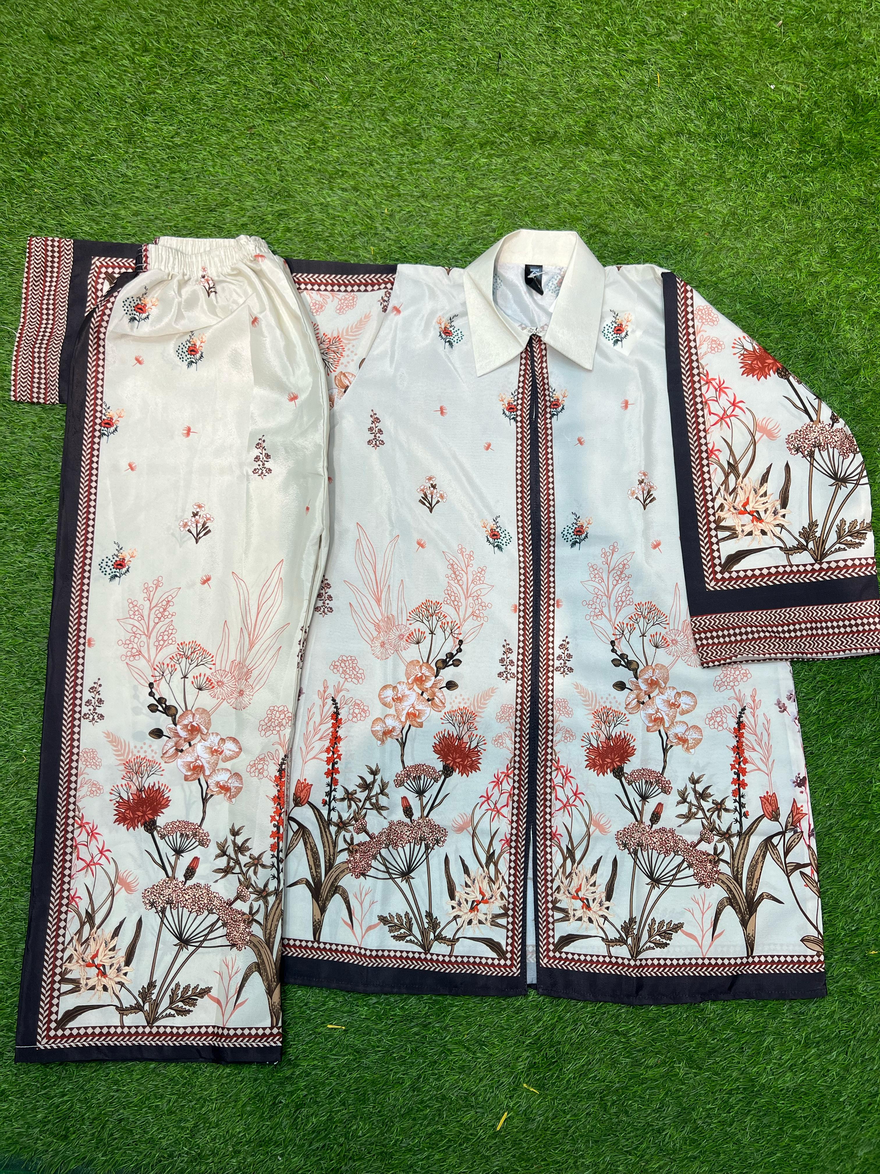 Stitched 2 piece printed shirt and printed trouser