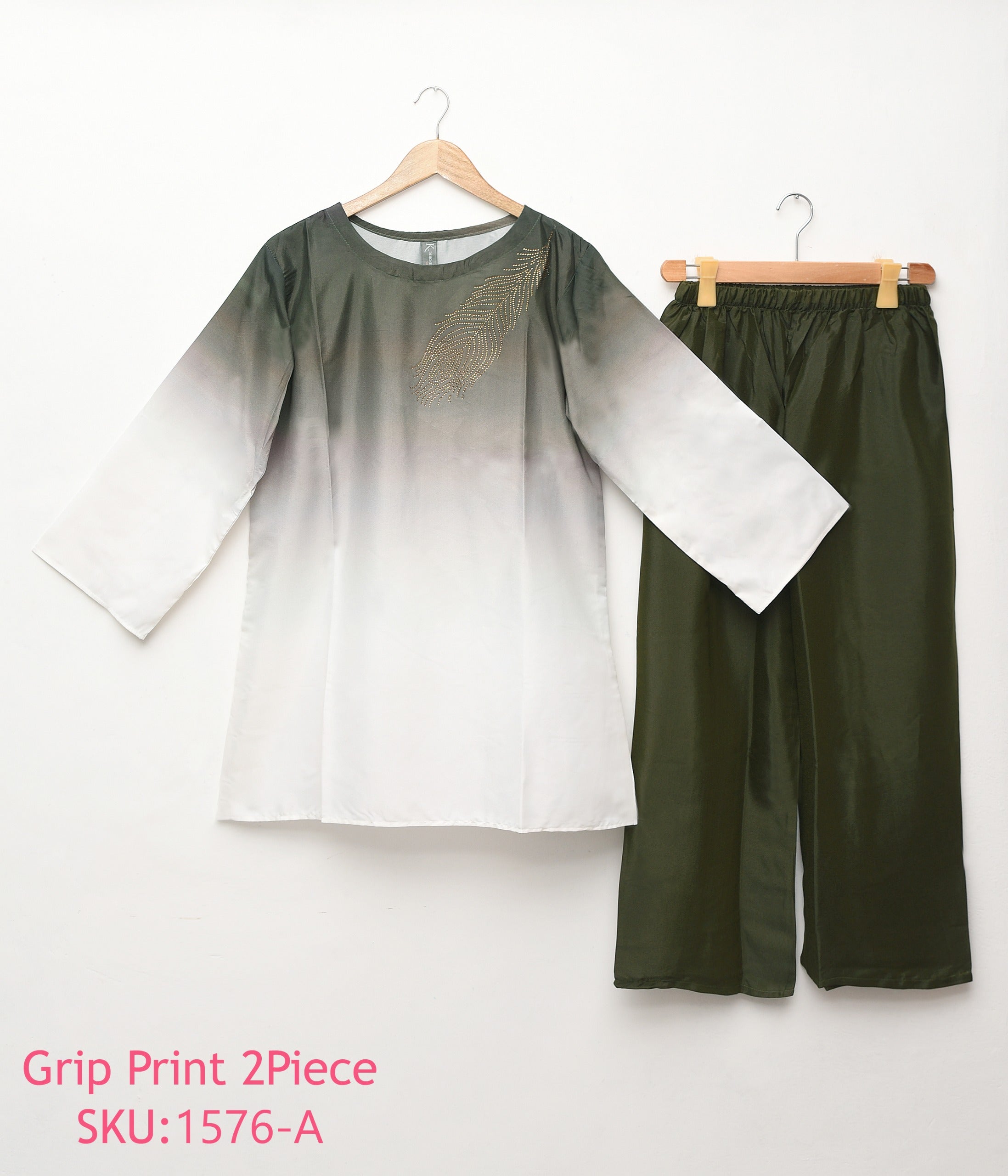 Grip printed 2 piece shirt & trouser with fancy hand made work